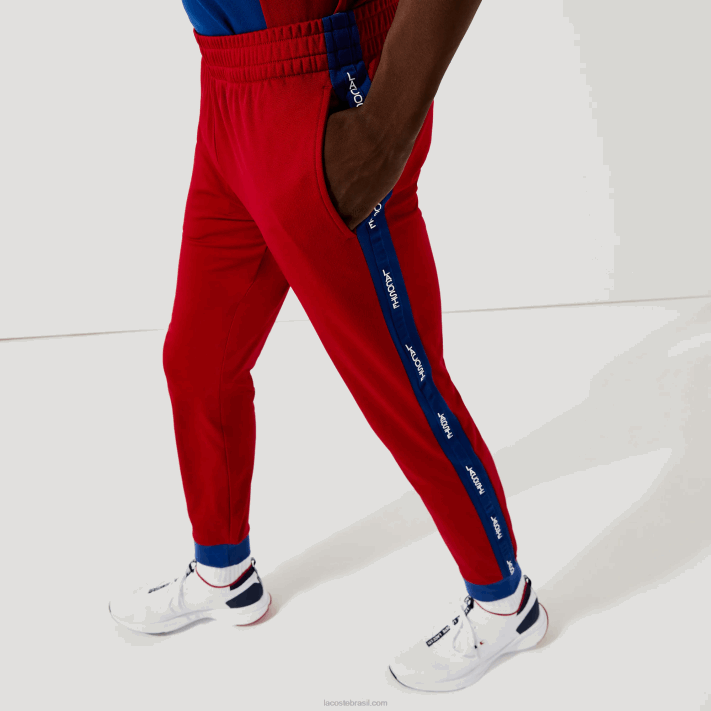 Lacoste calça jogging piquê esporte homens vermelho azul branco zt4 88BL1142 - Image 2