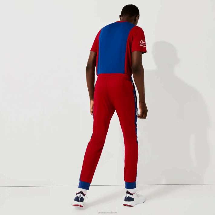 Lacoste calça jogging piquê esporte homens vermelho azul branco zt4 88BL1142 - Image 3