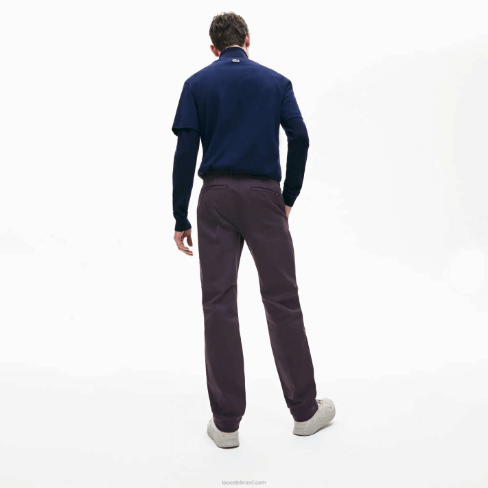 Lacoste calças chino de algodão elástico homens azul marinho 166 88BL1656 - Image 3