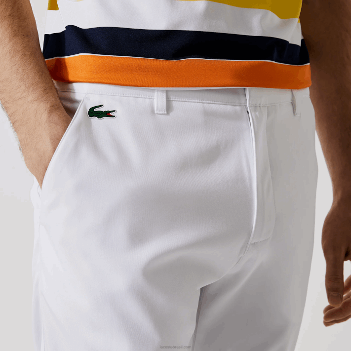 Lacoste calças chino esportivas de golfe homens branco 001 88BL1641 - Image 4