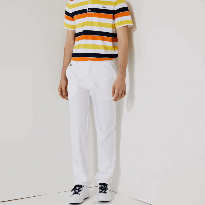 Lacoste calças chino esportivas de golfe homens branco 001 88BL1641 - Image 6