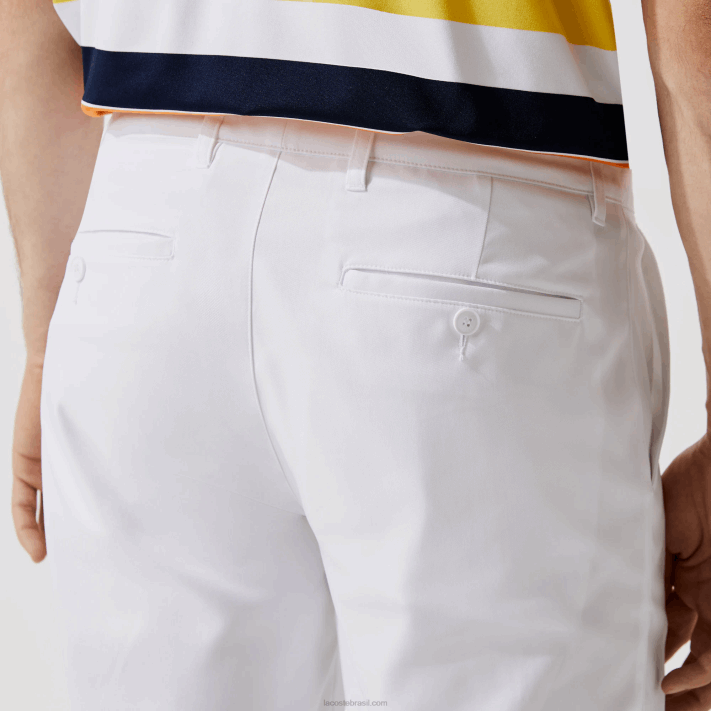 Lacoste calças chino esportivas de golfe homens branco 001 88BL1641 - Image 7