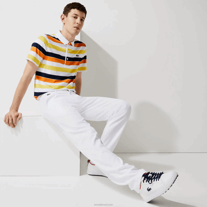 Lacoste calças chino esportivas de golfe homens branco 001 88BL1641 - Image 1