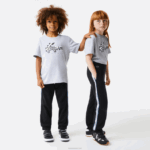 Lacoste calças de bandas impressas crianças preto azul 985 88BL3223