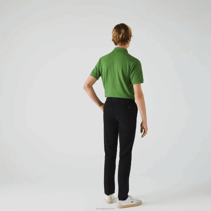 Lacoste calças de gabardine elásticas slim fit homens preto 031 88BL548 - Image 3