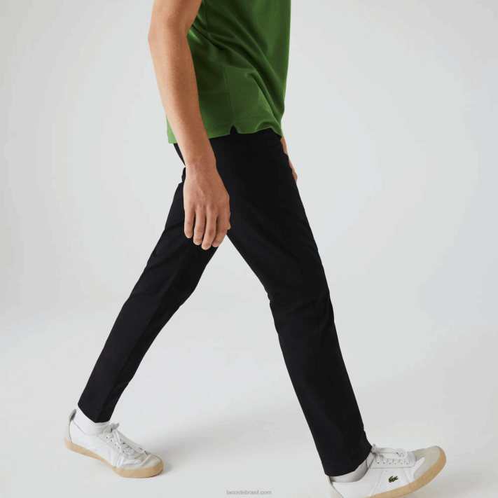 Lacoste calças de gabardine elásticas slim fit homens preto 031 88BL548 - Image 4