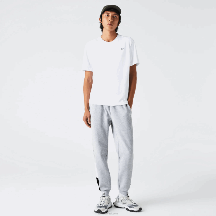 Lacoste calças de jogging de lã colorblock de marca homens lombo cinza branco preto p0f 88BL1108 - Image 2