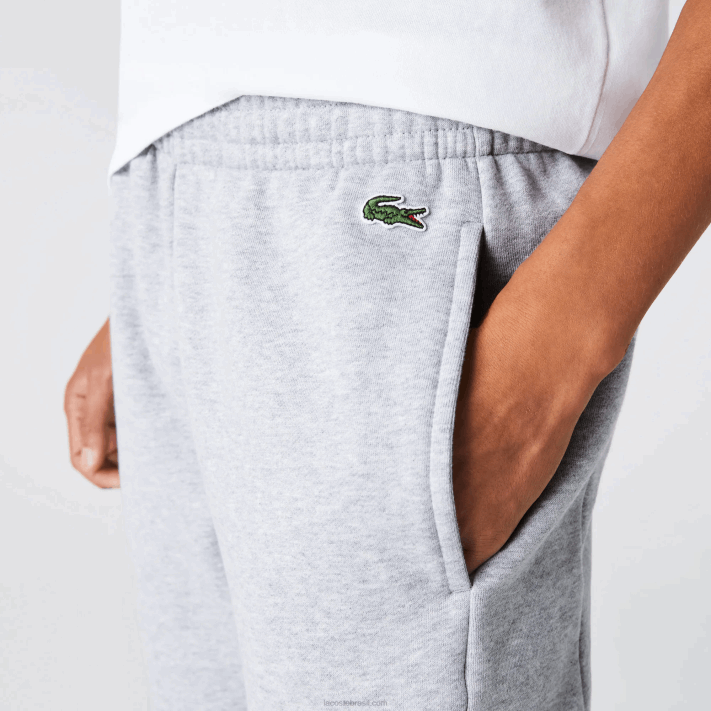 Lacoste calças de jogging de lã colorblock de marca homens lombo cinza branco preto p0f 88BL1108 - Image 5