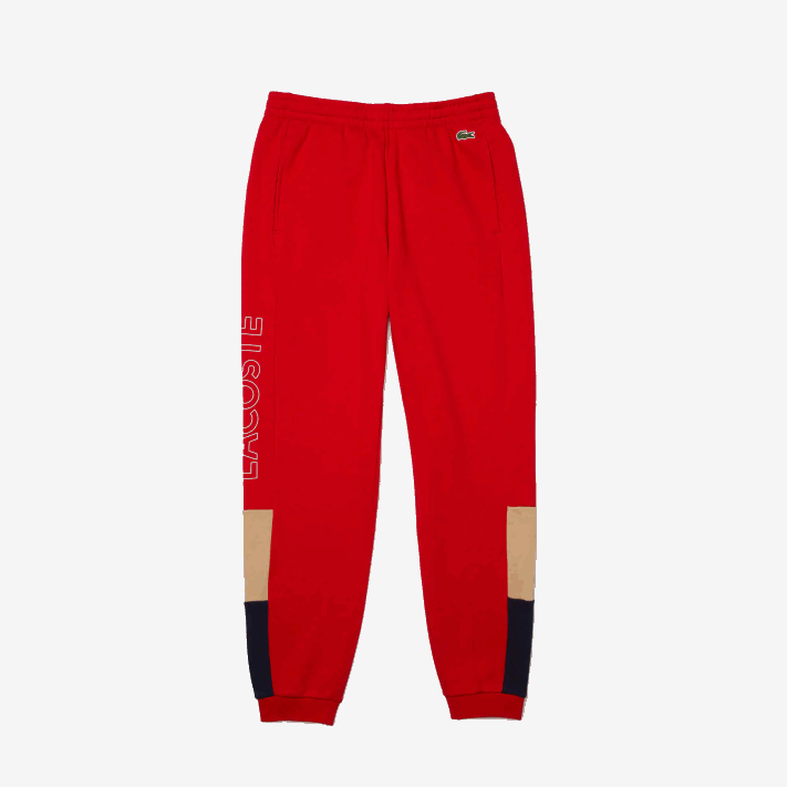 Lacoste calças de jogging de lã colorblock de marca homens vermelho bege azul marinho 1fu 88BL1109 - Image 5
