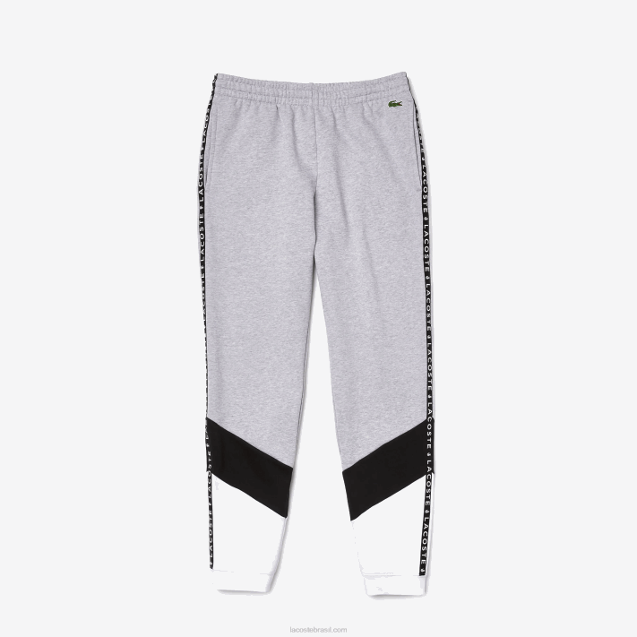 Lacoste calças de jogging de lã colorblock listradas de assinatura homens chine cinza preto branco sj1 88BL1148 - Image 5