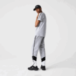 Lacoste calças de jogging de lã colorblock listradas de assinatura homens chine cinza preto branco sj1 88BL1148 - Image 6