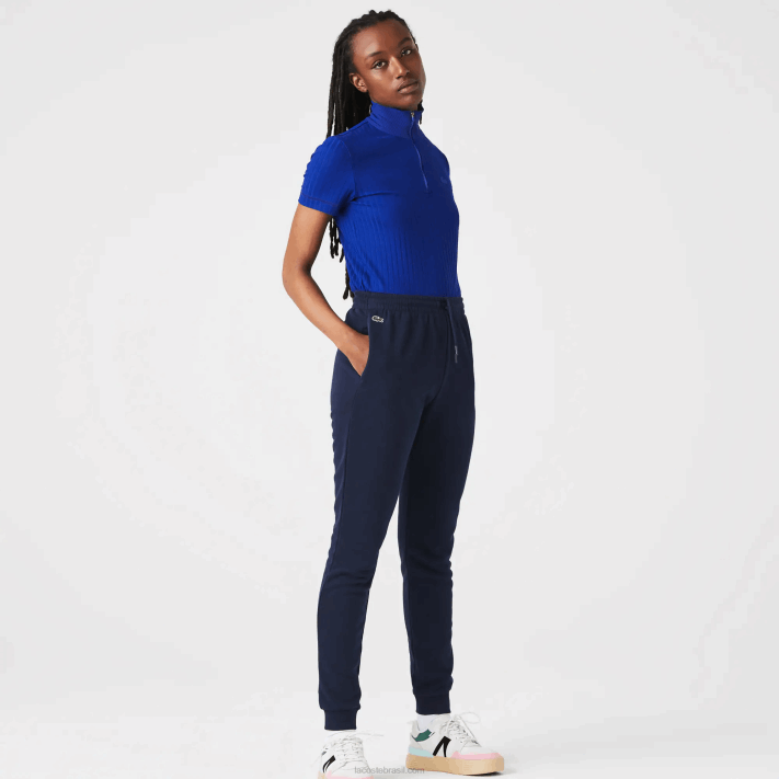 Lacoste calças de jogging de lã leve mulheres azul marinho 166 88BL2593 - Image 2