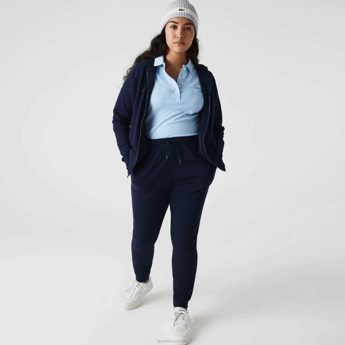 Lacoste calças de jogging de lã leve mulheres azul marinho 166 88BL2593 - Image 5