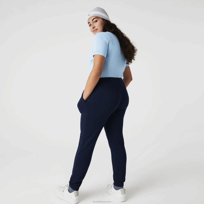 Lacoste calças de jogging de lã leve mulheres azul marinho 166 88BL2593 - Image 6