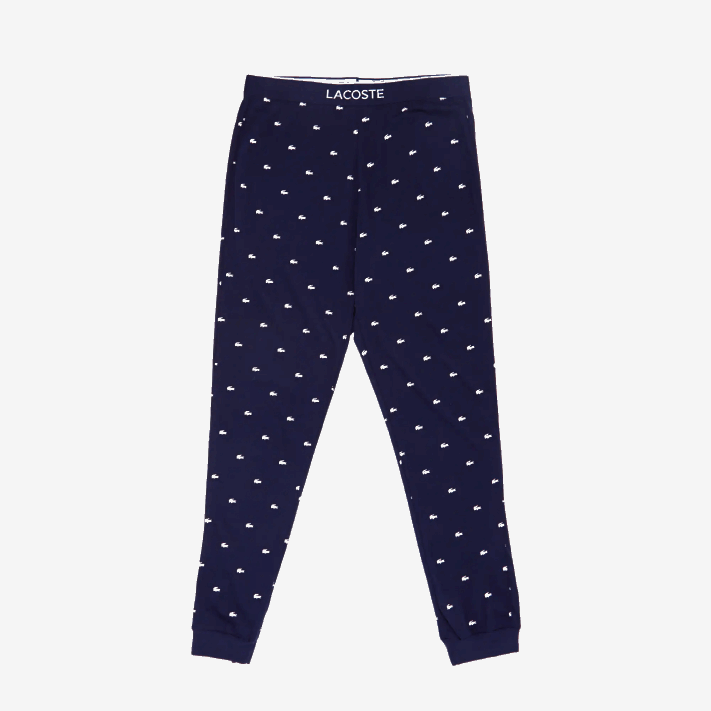 Lacoste calças de pijama de jérsei homens azul marinho branco 525 88BL1353 - Image 1