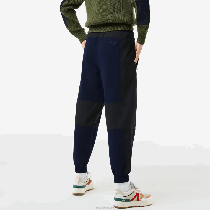 Lacoste calças de treino colorblock distintivo mulheres azul marinho preto r8p 88BL2552 - Image 3
