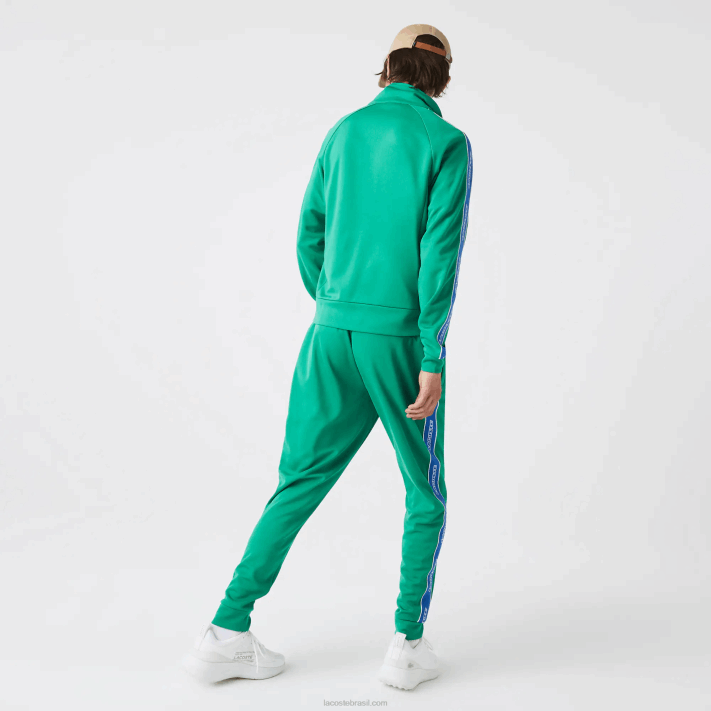 Lacoste calças de treino com bandas de contraste de herança homens verde hd2 88BL1068 - Image 3
