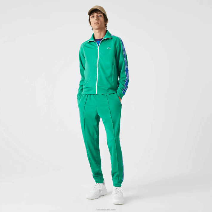Lacoste calças de treino com bandas de contraste de herança homens verde hd2 88BL1068 - Image 5