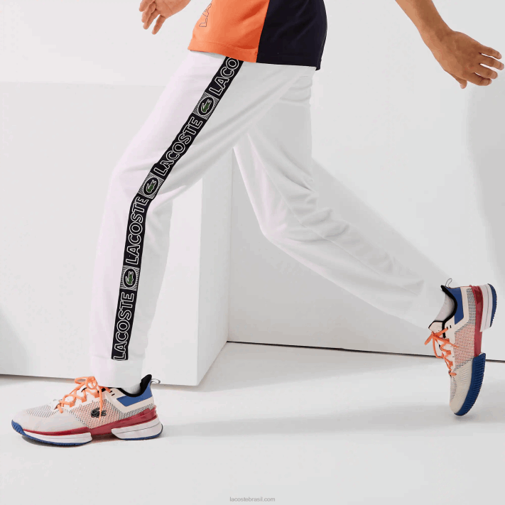 Lacoste calças de treino de bandas de marca esportiva homens branco laranja azul marinho asr 88BL1120 - Image 4