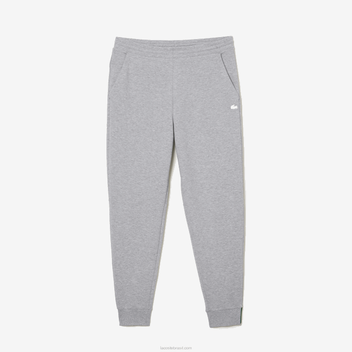 Lacoste calças de treino de mistura de algodão mesclado slim fit homens chine cinza cca 88BL1006 - Image 5