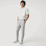 Lacoste calças de treino de mistura de algodão mesclado slim fit homens lombo cinza 4jv 88BL1005