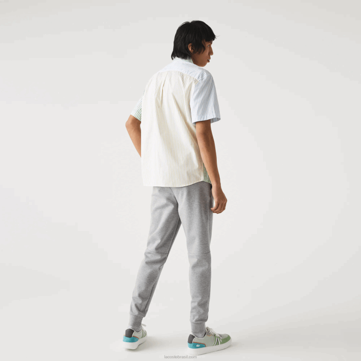 Lacoste calças de treino de mistura de algodão mesclado slim fit homens lombo cinza 4jv 88BL1005 - Image 3