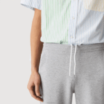 Lacoste calças de treino de mistura de algodão mesclado slim fit homens lombo cinza 4jv 88BL1005 - Image 4