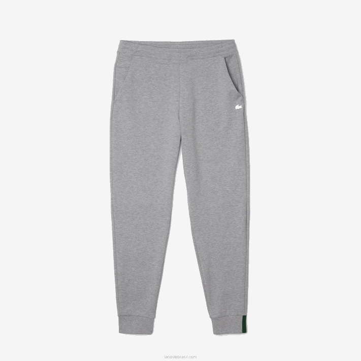 Lacoste calças de treino de mistura de algodão mesclado slim fit homens lombo cinza 4jv 88BL1005 - Image 5