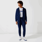 Lacoste calças de treino de painéis de malha homens azul marinho 423 88BL1021