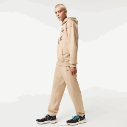Lacoste calças de treino impressas homens bege 4jw 88BL1013