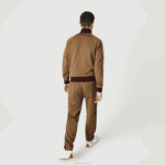 Lacoste calças de treino jacquard com monograma vivo homens bege bordeaux mkj 88BL1186 - Image 3
