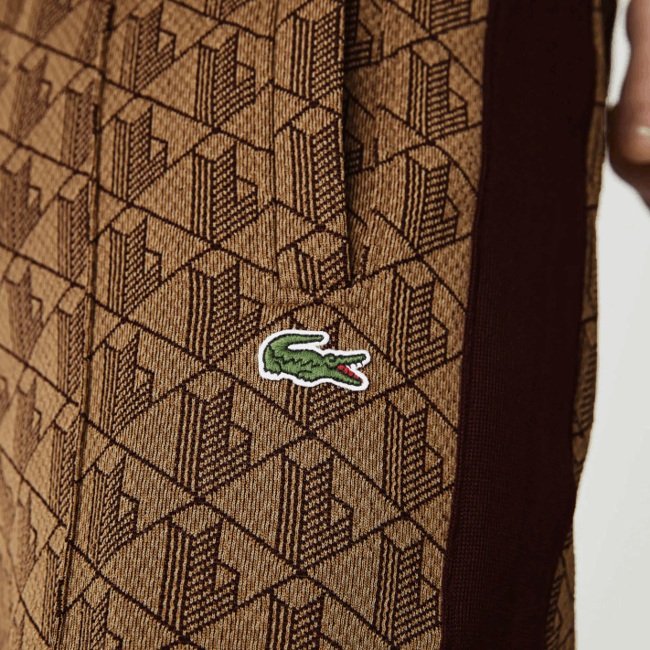 Lacoste calças de treino jacquard com monograma vivo homens bege bordeaux mkj 88BL1186 - Image 8