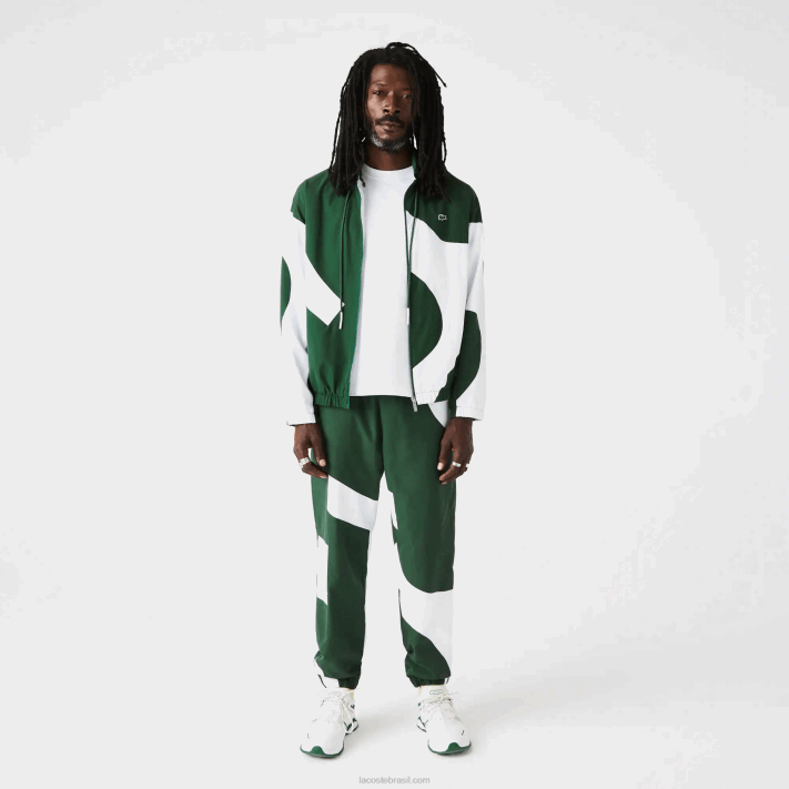 Lacoste calças de trilha gráficas Heritage homens verde branco 291 88BL1072 - Image 1