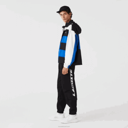 Lacoste calças esportivas oversized contrastantes homens preto 031 88BL1003