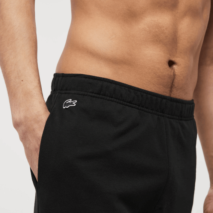 Lacoste calças internas de mistura de lã de algodão com design de crocodilo homens preto branco 258 88BL1469 - Image 4