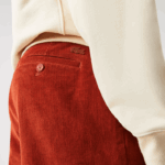 Lacoste calças retas de veludo cotelê homens marrom ql2 88BL1643 - Image 4