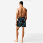 Lacoste calções de banho forrados em malha homens qrn branco azul marinho 88BL1670 - Image 3