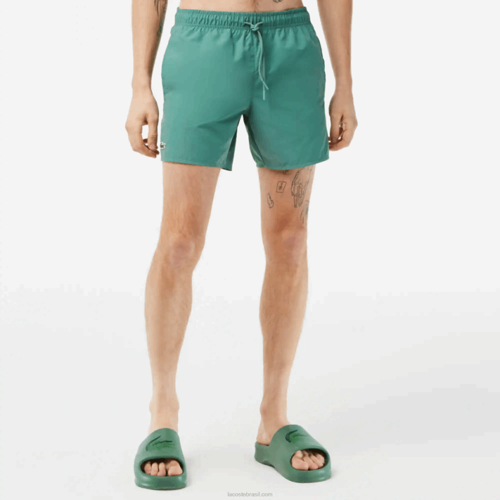 Lacoste calções de banho leves de secagem rápida homens caqui verde wij 88BL546 - Image 2