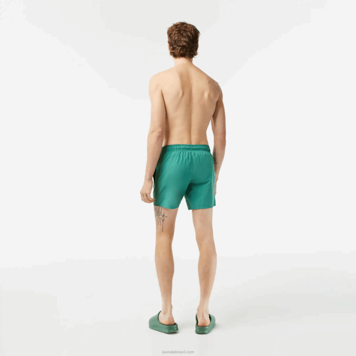 Lacoste calções de banho leves de secagem rápida homens caqui verde wij 88BL546 - Image 3