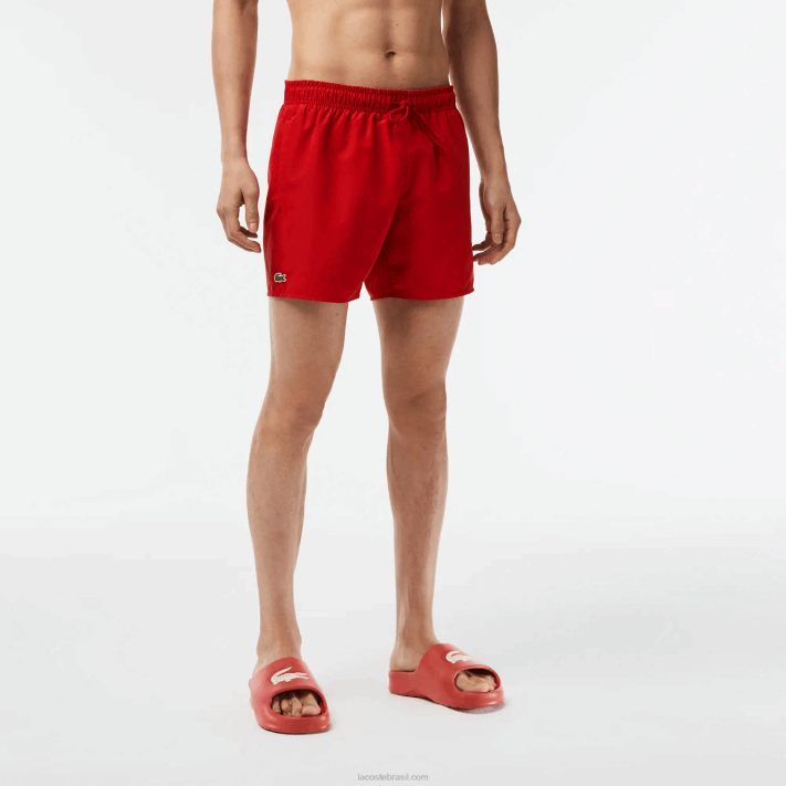 Lacoste calções de banho leves de secagem rápida homens vermelho verde 8un 88BL542 - Image 2