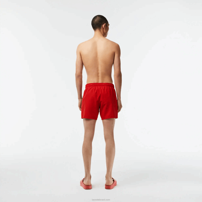 Lacoste calções de banho leves de secagem rápida homens vermelho verde 8un 88BL542 - Image 3