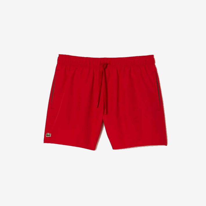 Lacoste calções de banho leves de secagem rápida homens vermelho verde 8un 88BL542 - Image 4
