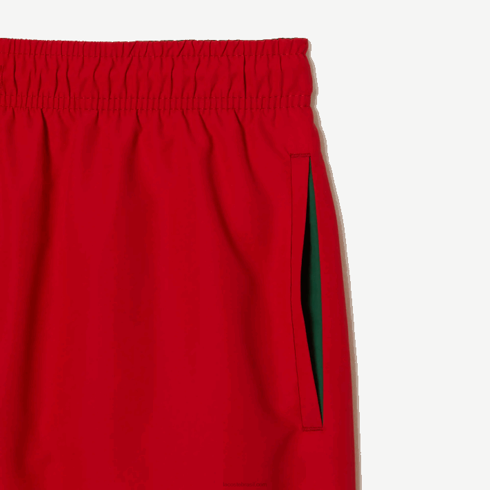 Lacoste calções de banho leves de secagem rápida homens vermelho verde 8un 88BL542 - Image 6