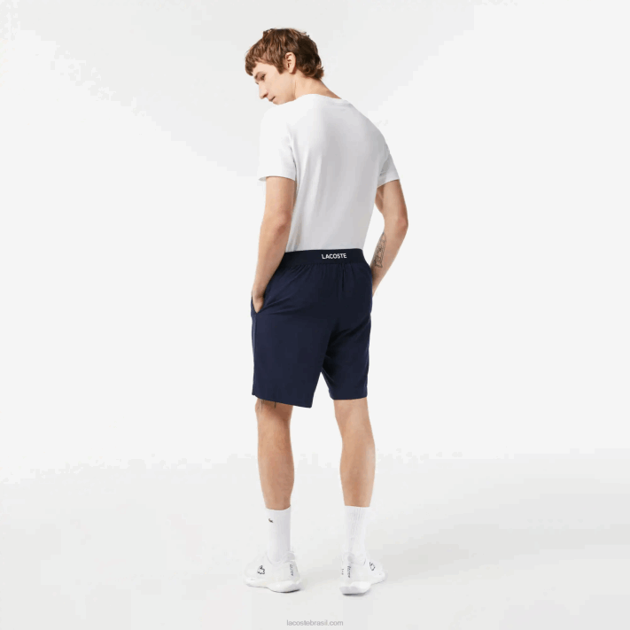 Lacoste calções desportivos ultraleves homens azul marinho branco 525 88BL1411 - Image 3