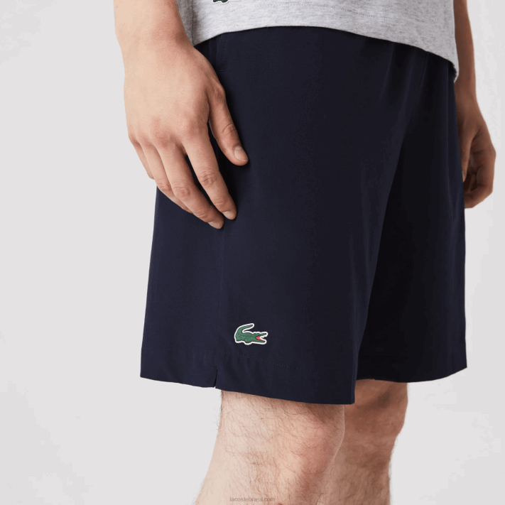 Lacoste calções desportivos ultraleves homens azul marinho branco 525 88BL1411 - Image 4