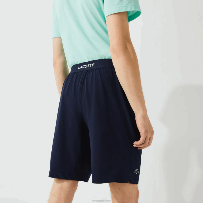 Lacoste calções desportivos ultraleves homens azul marinho branco 525 88BL1411 - Image 8