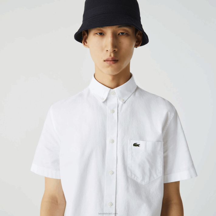 lacoste_camisa_de_algodao_de_ajuste_regular_homens_branco_001_88bl450.png Lacoste camisa de algodão de ajuste regular homens branco 001 88BL450 - Image 1