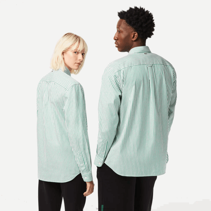 Lacoste camisa de algodão de crocodilo grande de ajuste relaxado homens branco verde 737 88BL411 - Image 3