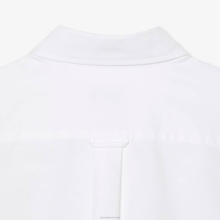 Lacoste camisa de algodão oxford de ajuste regular homens branco 001 88BL1467 - Image 4