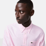 Lacoste camisa de algodão oxford de ajuste regular homens rosa claro 88BL1468 - Image 2